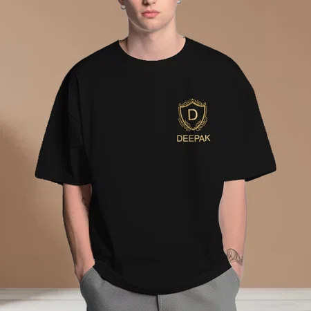 Name Logo Oversized Hip Hop Customized Printed Men's Half Sleeves Cotton T-Shirt