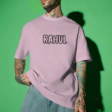 Funky Name Oversized Hip Hop Customized Printed Men's Half Sleeves Cotton T-Shirt