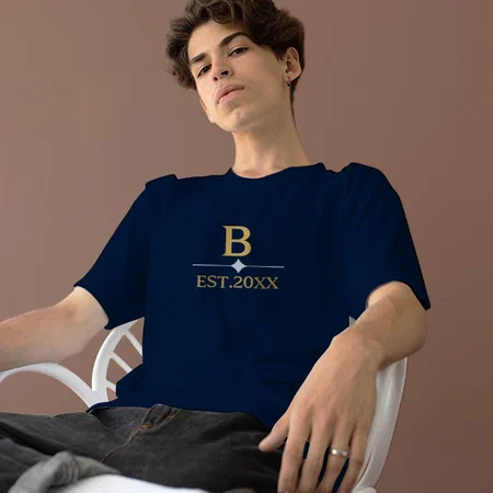 Name Initials Oversized Hip Hop Customized Printed Men's Half Sleeves Cotton T-Shirt