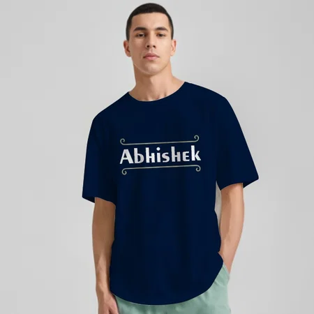 Stylish Name Oversized Hip Hop Customized Printed Men's Half Sleeves Cotton T-Shirt