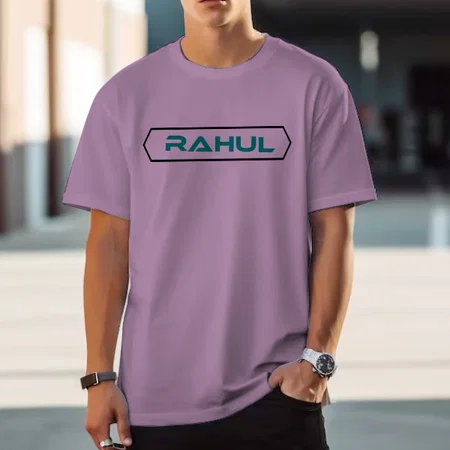 Techno Name Oversized Hip Hop Customized Printed Men's Half Sleeves Cotton T-Shirt