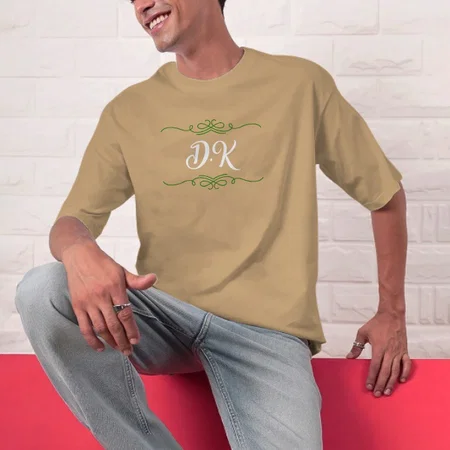 Name Initials Oversized Hip Hop Customized Printed Men's Half Sleeves Cotton T-Shirt