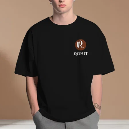 Name Initials Style Oversized Hip Hop Customized Printed Men's Half Sleeves Cotton T-Shirt