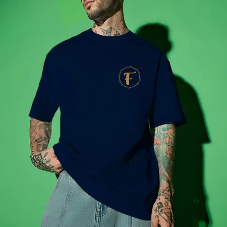 Name Initials Oversized Hip Hop Customized Printed Men's Half Sleeves Cotton T-Shirt