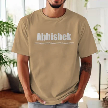 Minimalistic Name Oversized Hip Hop Customized Printed Men's Half Sleeves Cotton T-Shirt
