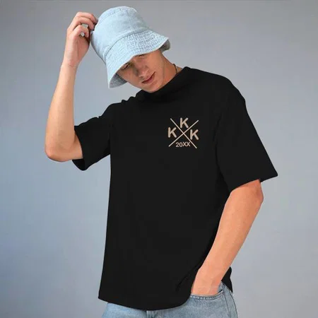 Name Initials with Year Oversized Hip Hop Customized Printed Men's Half Sleeves Cotton T-Shirt