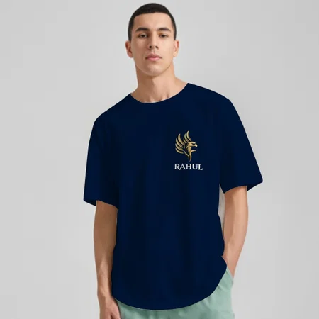 Name with Logo Oversized Hip Hop Customized Printed Men's Half Sleeves Cotton T-Shirt
