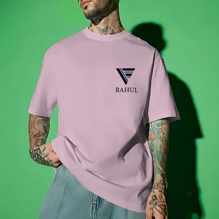 Logo Name Oversized Hip Hop Customized Printed Men's Half Sleeves Cotton T-Shirt
