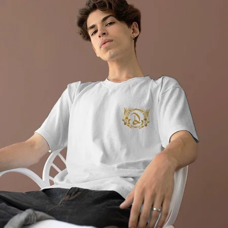 Name Initials Oversized Hip Hop Customized Printed Men's Half Sleeves Cotton T-Shirt