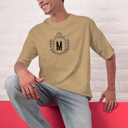 Name Initials Oversized Hip Hop Customized Printed Men's Half Sleeves Cotton T-Shirt