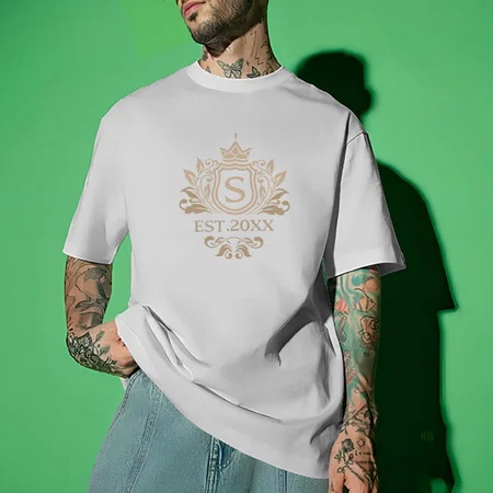 Name with Year Oversized Hip Hop Customized Printed Men's Half Sleeves Cotton T-Shirt