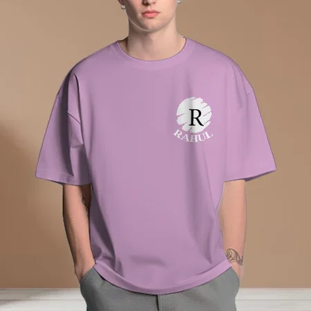 Name Initials Design Oversized Hip Hop Customized Printed Men's Half Sleeves Cotton T-Shirt