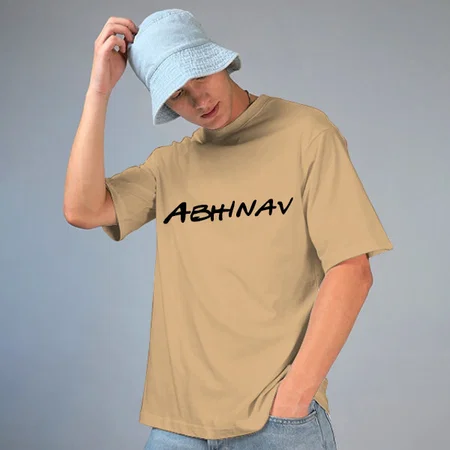 Cool Font Oversized Hip Hop Customized Printed Men's Half Sleeves Cotton T-Shirt