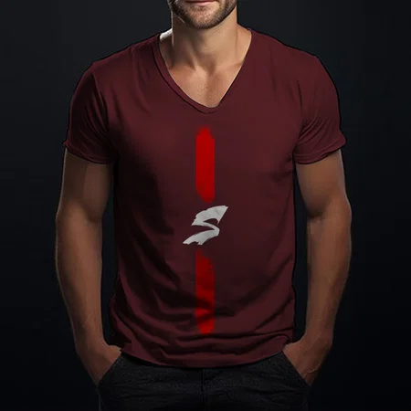 Name Initial V Neck Customized Printed Men's Half Sleeves Cotton T-Shirt