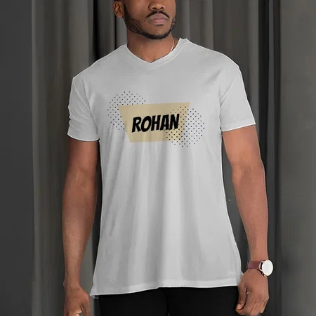 Cool Name Brand V Neck Customized Printed Men's Half Sleeves Cotton T-Shirt