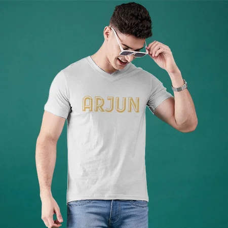 My Name V Neck Customized Printed Men's Half Sleeves Cotton T-Shirt