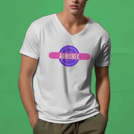 Cool Name V Neck Customized Printed Men's Half Sleeves Cotton T-Shirt