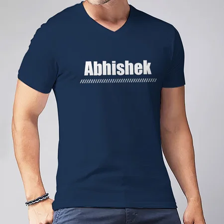 Minimalistic Name V Neck Customized Printed Men's Half Sleeves Cotton T-Shirt