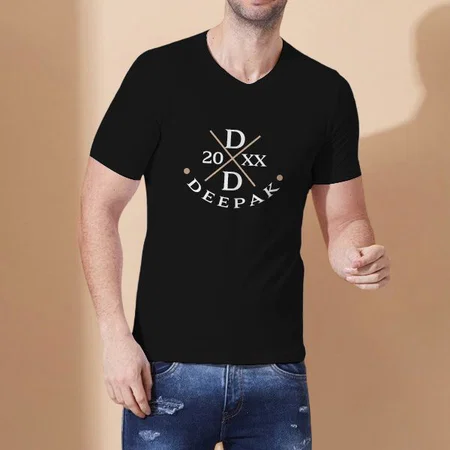 My Name My Style V Neck Customized Printed Men's Half Sleeves Cotton T-Shirt