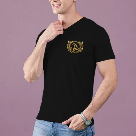 Name Initials V Neck Customized Printed Men's Half Sleeves Cotton T-Shirt