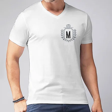 Name Initials V Neck Customized Printed Men's Half Sleeves Cotton T-Shirt