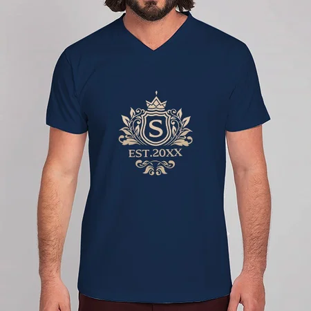 Name with Year V Neck Customized Printed Men's Half Sleeves Cotton T-Shirt