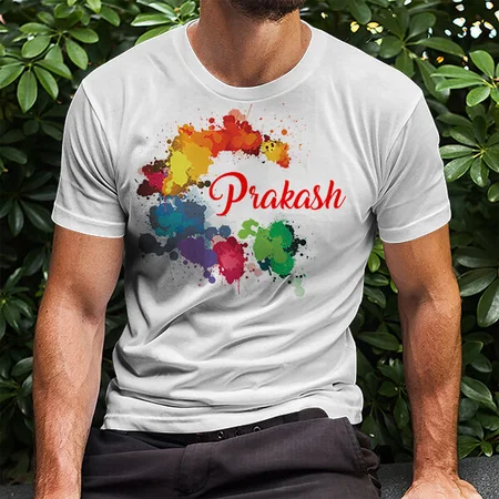 Colors of Holi Customized Printed Unisex Half Sleeves T-Shirt for Men & Women