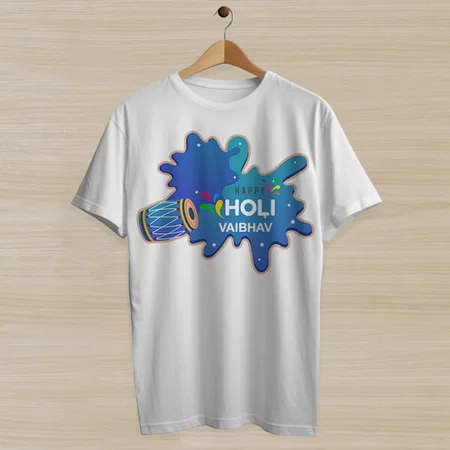 Holi Celebrations Customized Printed Unisex Half Sleeves T-Shirt for Men & Women