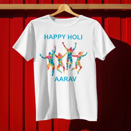 Happy Holi Customized Printed Unisex Half Sleeves T-Shirt for Men & Women