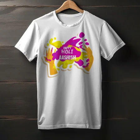 Happy Holi Customized Printed Unisex Half Sleeves T-Shirt for Men & Women