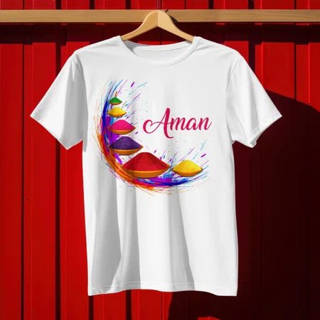 Colors of Holi Customized Printed Unisex Half Sleeves T-Shirt for Men & Women