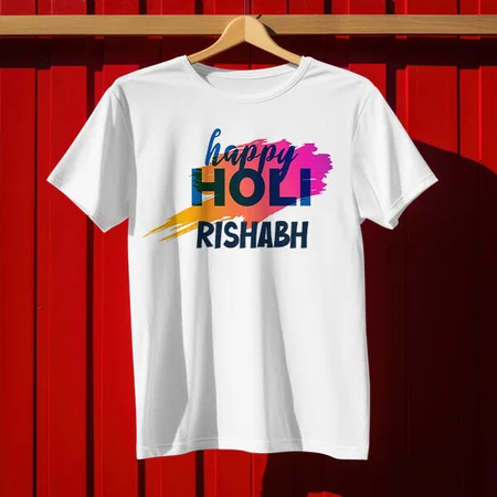 Happy Holi Customized Printed Unisex Half Sleeves T-Shirt for Men & Women