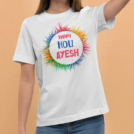 Happy Holi Customized Printed Unisex Half Sleeves T-Shirt for Men & Women