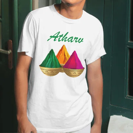 Holi Colors Customized Printed Unisex Half Sleeves T-Shirt for Men & Women