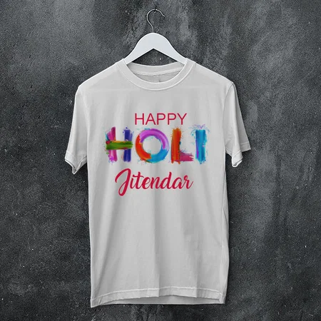 Happy Holi Customized Printed Unisex Half Sleeves T-Shirt for Men & Women