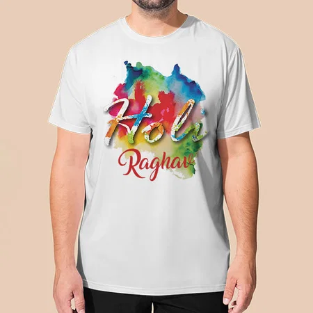 Holi Colors Mix Customized Printed Unisex Half Sleeves T-Shirt for Men & Women