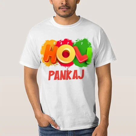 Happy Holi Customized Printed Unisex Half Sleeves T-Shirt for Men & Women