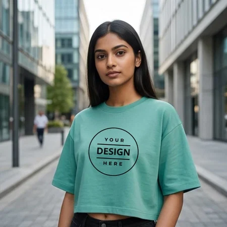Monsoon Green Relaxed Fit Crop Top for Women