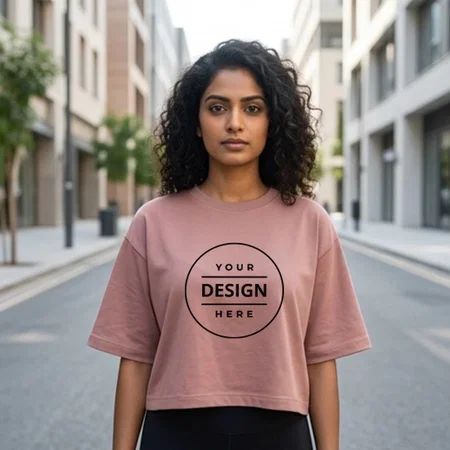 Pink Relaxed Fit Customized Cotton Crop Top for Women