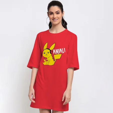 Cartoon Customized Printed Women's Long Top Knee Length Quarter Sleeves Dress