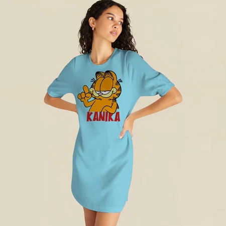 Cool Attitude Customized Printed Women's Long Top Knee Length Quarter Sleeves Dress