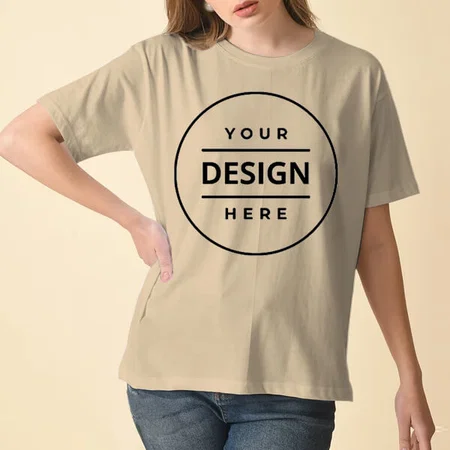 Beige Supima Cottom Customized Half Sleeve Unisex Premium Cotton T-Shirt