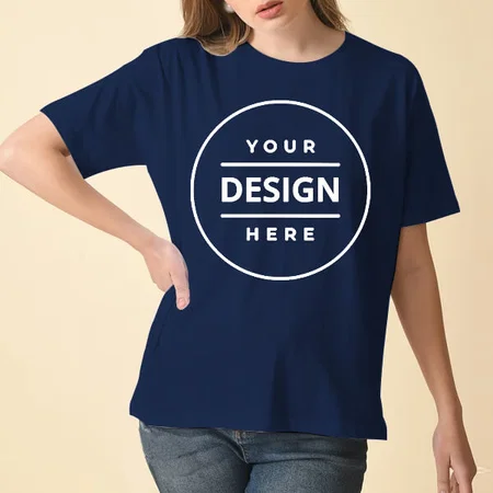 Navy Blue Supima Cottom Customized Half Sleeve Unisex Premium Cotton T-Shirt