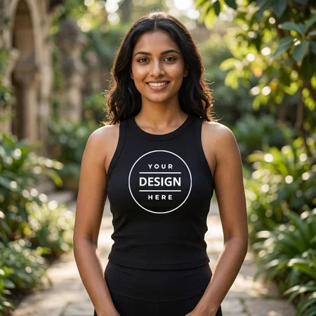 Black Slim Fit Fit Customized Cotton Tank Top for Women