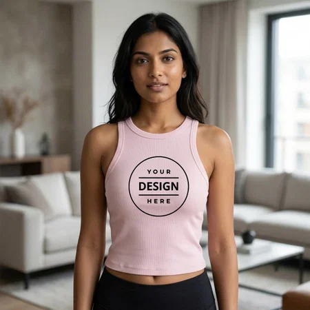 Pink Slim Fit Fit Customized Cotton Tank Top for Women