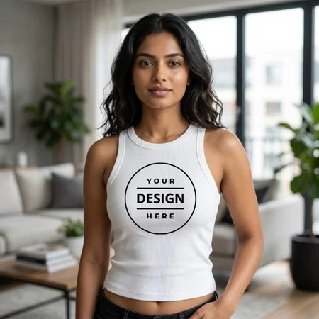 White Slim Fit Fit Customized Cotton Tank Top for Women