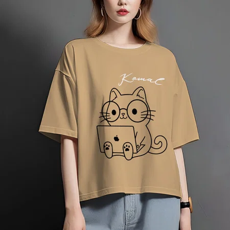 Workaholic Oversized Hip Hop Customized Printed Women's Half Sleeves Cotton T-Shirt