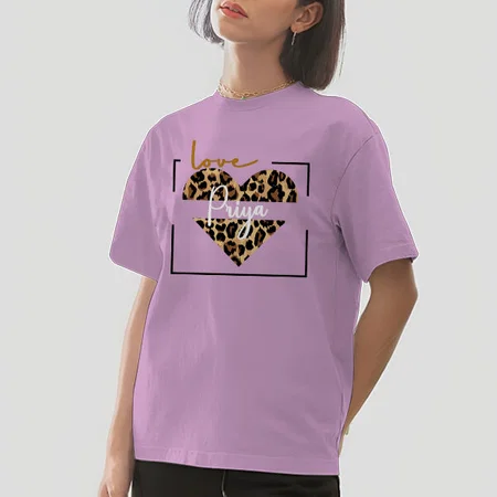 Heart Pattern Oversized Hip Hop Customized Printed Women's Half Sleeves Cotton T-Shirt