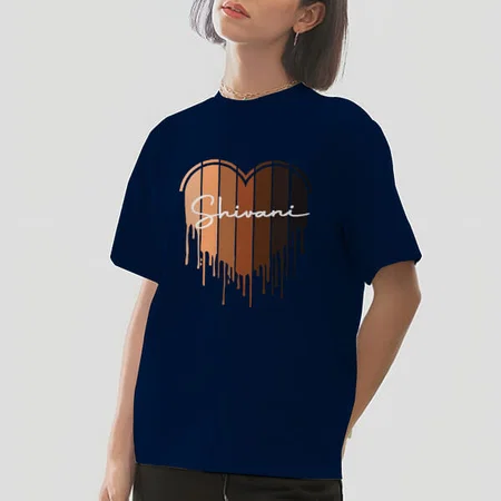 Shades of Heart Oversized Hip Hop Customized Printed Women's Half Sleeves Cotton T-Shirt