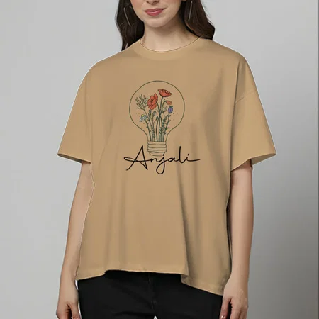 Abstract Oversized Hip Hop Customized Printed Women's Half Sleeves Cotton T-Shirt